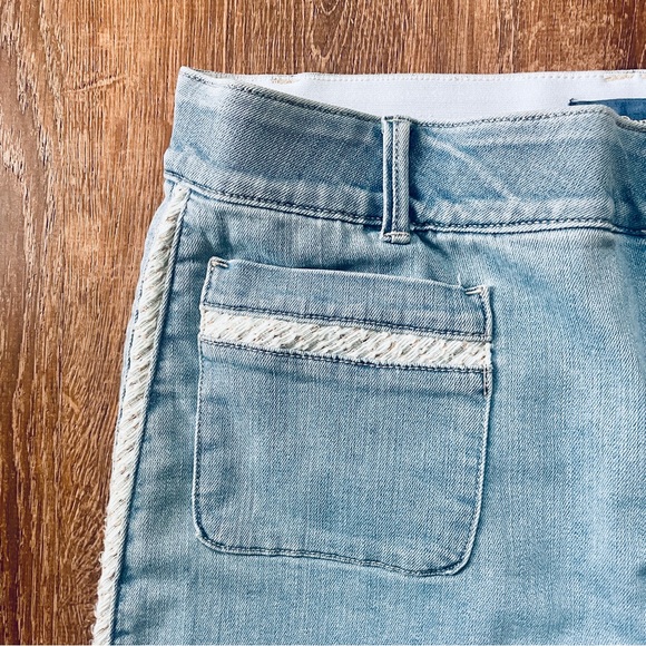 Democracy Absolution Light Wash Blue Denim Jeans Wide Leg Metallic Tweed Detail - Picture 5 of 10